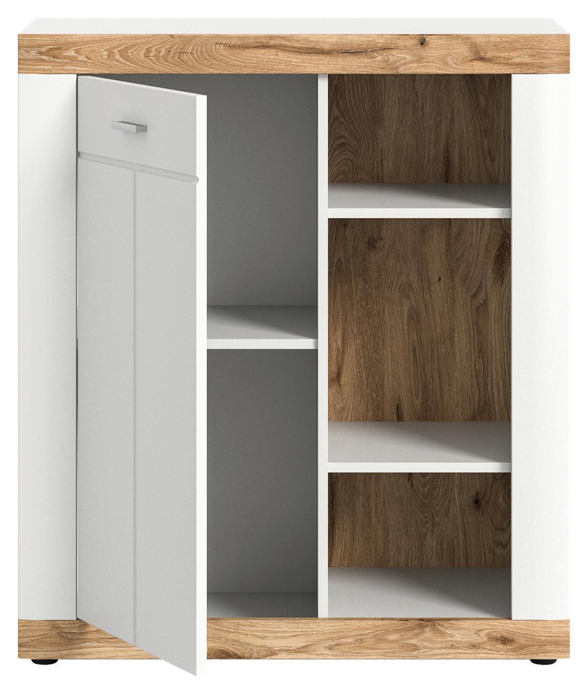 Kommode Laredo Weiß/nox Oak B: 91 Cm - KONVENTIONELL, Holzwerkstoff (91/104/40cm) - MID.YOU