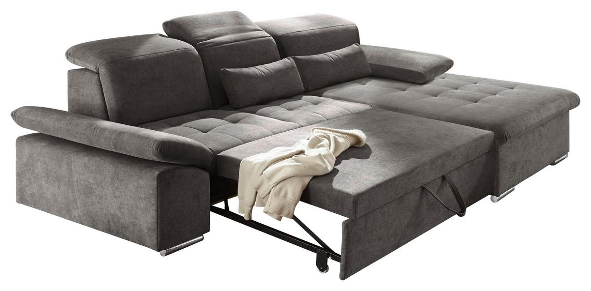 Rohová sedačka WAYNE LC - barvy stříbra/tmavě šedá, Konvenční, kompozitní dřevo/textil (276/188cm) - MID.YOU