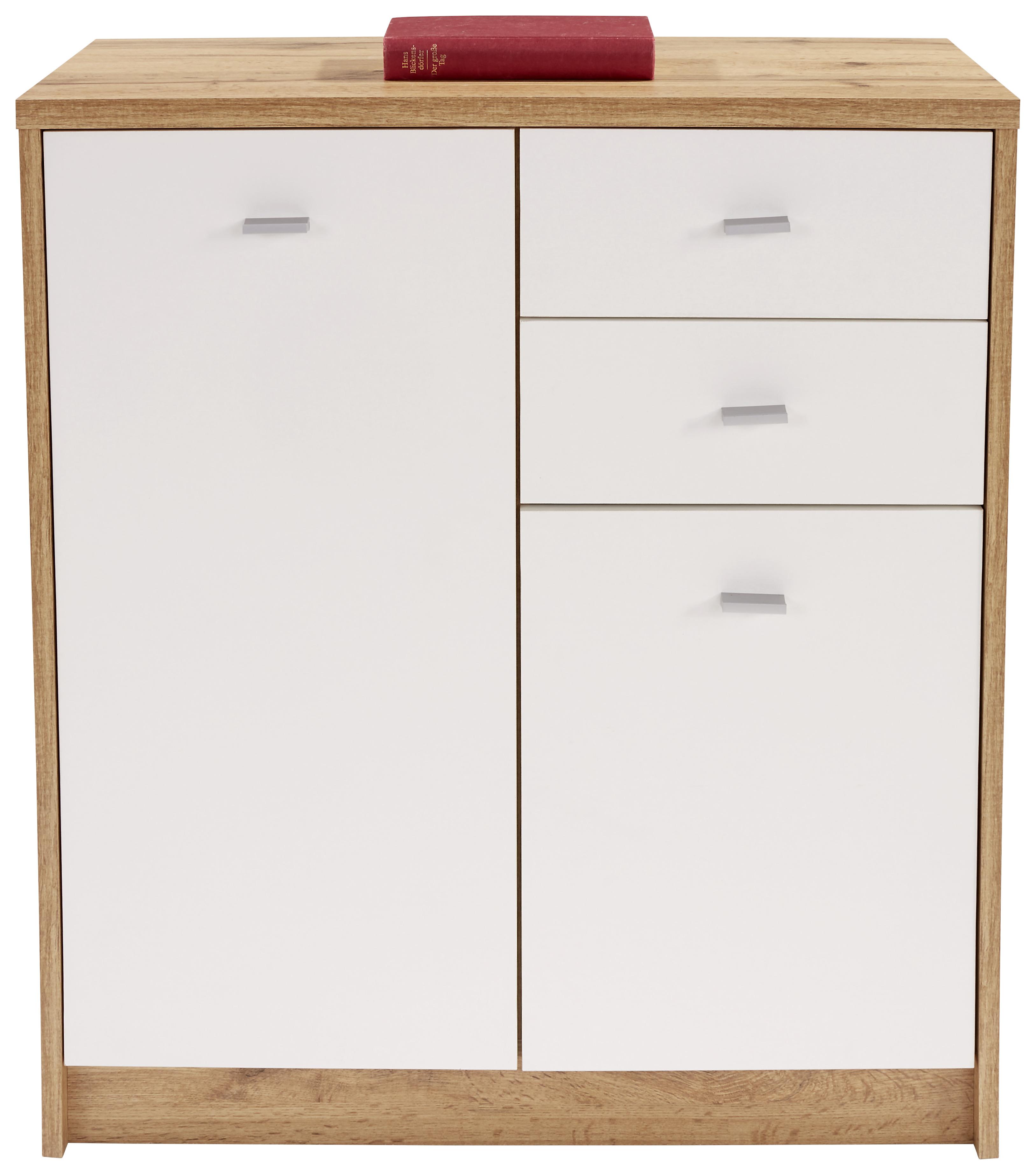 Kommode B 74cm 4-You New, Wotan Eiche Dekor/Weiß - Eichefarben/Schwarz, MODERN, Holzwerkstoff (74/85,4/34,6cm)