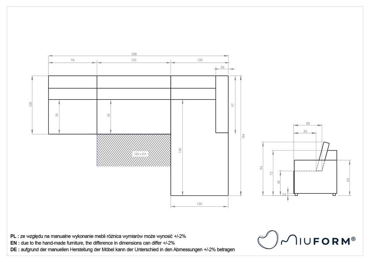 Ecksofa Lulu Gelb S: 338x184cm - Gelb/Schwarz, Design, Textil (338/184cm) - MID.YOU