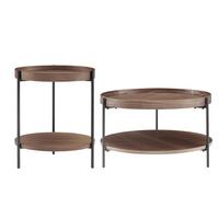 Couchtischset 2-teilig Walnussfarben - Walnussfarben/Schwarz, Design, Holzwerkstoff/Metall (44-69/44-69/49-39cm) - Livetastic