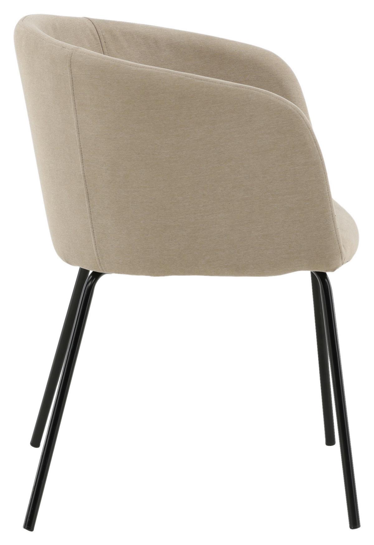 Stuhl Berit - Beige/Schwarz, Design, Holz/Kunststoff (55/78/55cm) - Livetastic
