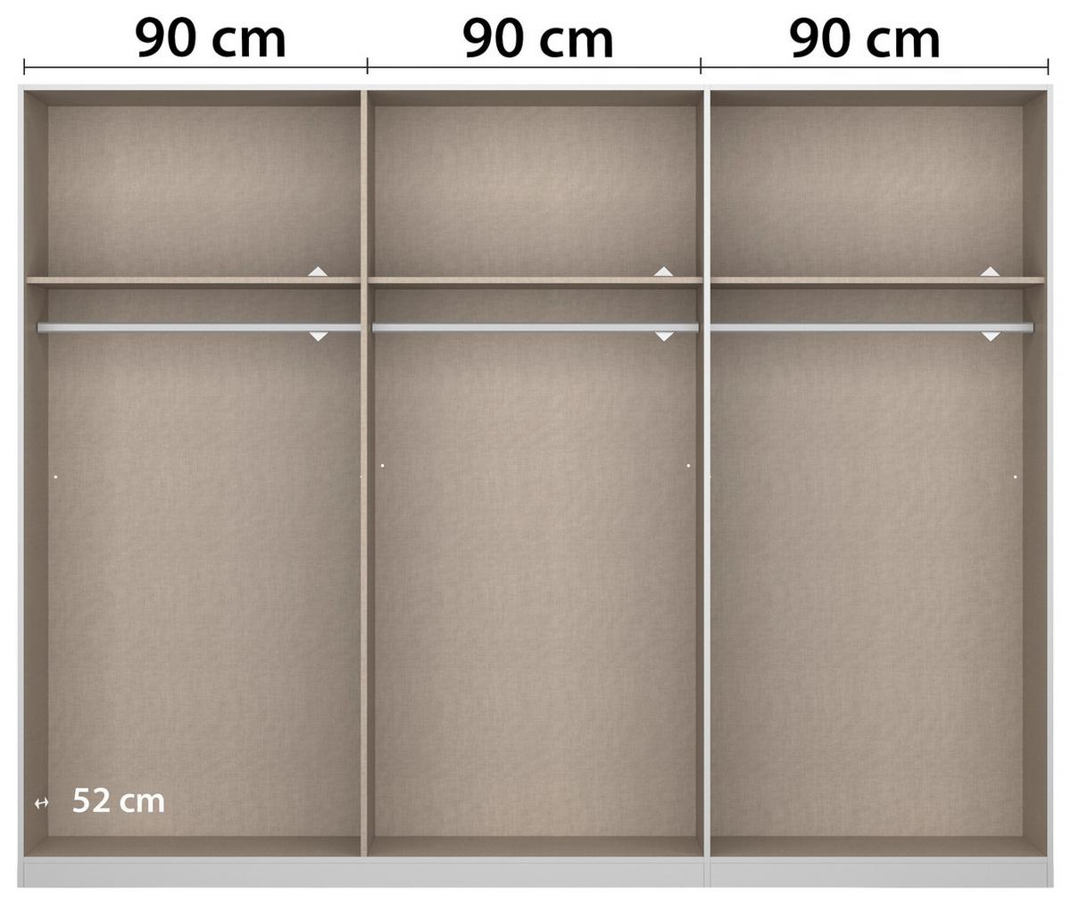 Drehtürenschrank Artemis 271 cm Weiß - Weiß Hochglanz/Weiß, MODERN, Glas/Holzwerkstoff (271/210/54cm) - Rauch Möbel