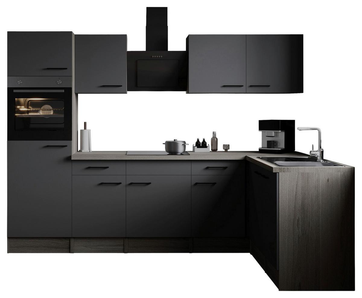 Eckküche Oliver Grau, Eiche Dekor S: 280x172cm - Eichefarben/Grau, Design, Holzwerkstoff (280/172cm) - Respekta