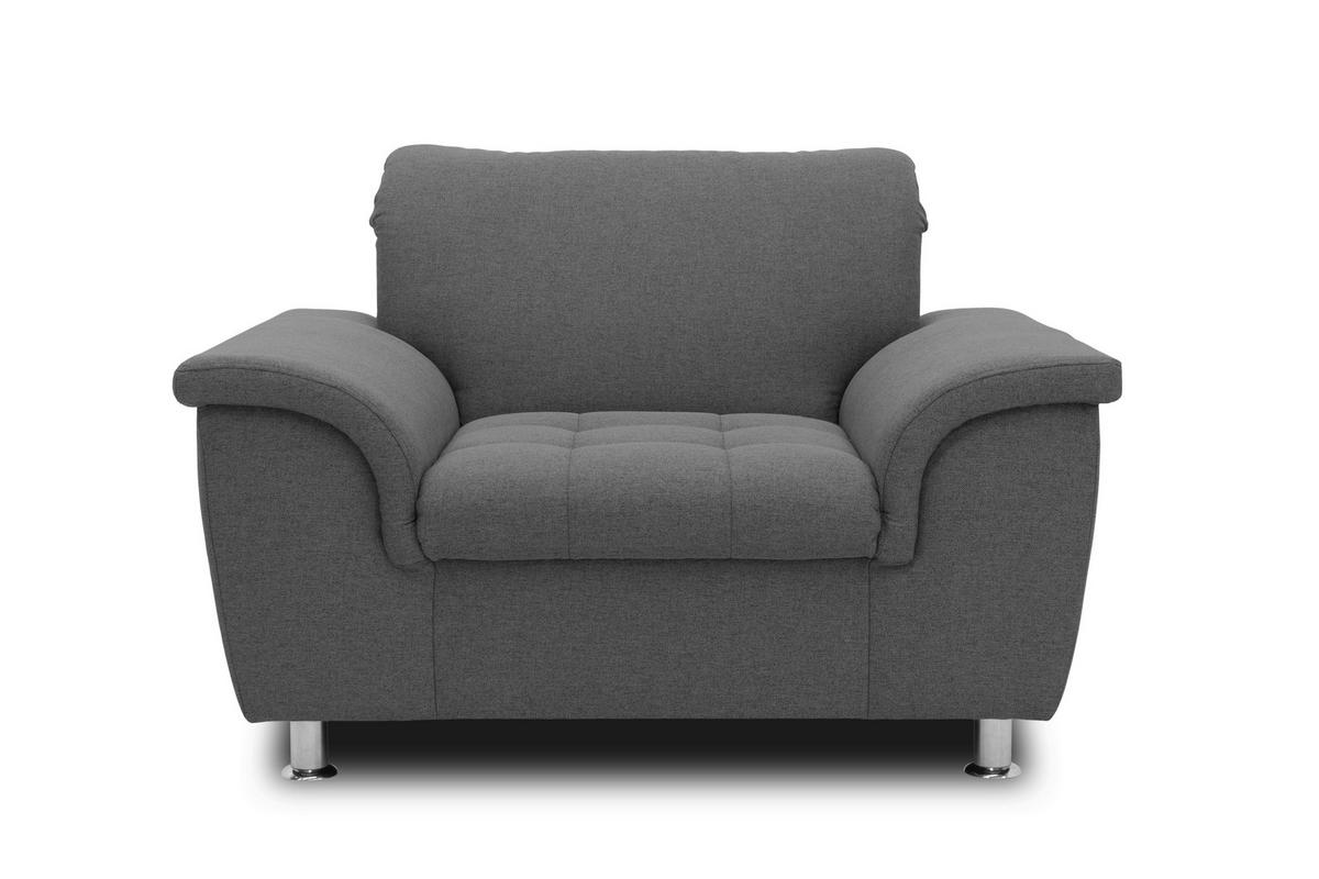 Polstersessel Mit Armlehnen Franzi Webstoff Grau - Chromfarben/Grau, KONVENTIONELL, Textil (120/81/97cm) - MID.YOU