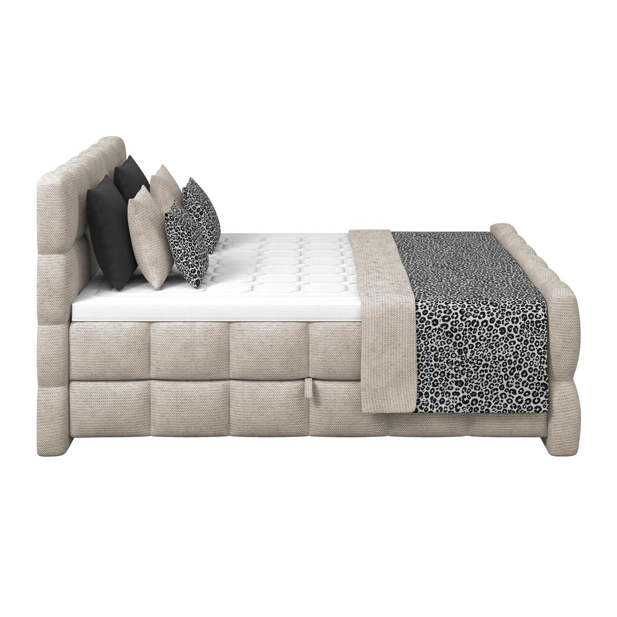Boxspringbett Brisbane inkl. Bettkasten 200x200 - Beige, Trend, Holz/Holzwerkstoff (200/220cm) - Sembella