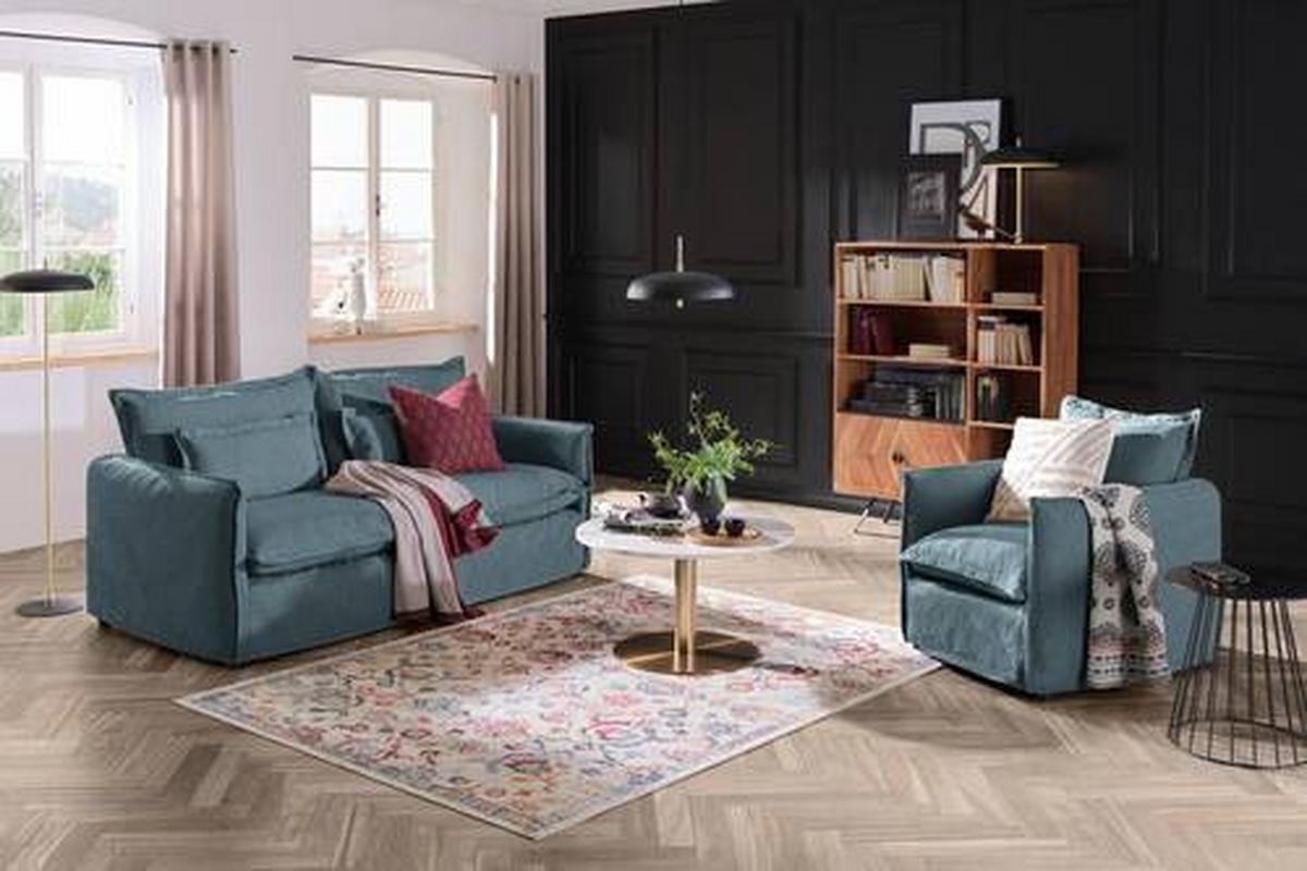 Sessel Toscana - Blau/Schwarz, Trend, Textil (120/82/98cm) - Livetastic