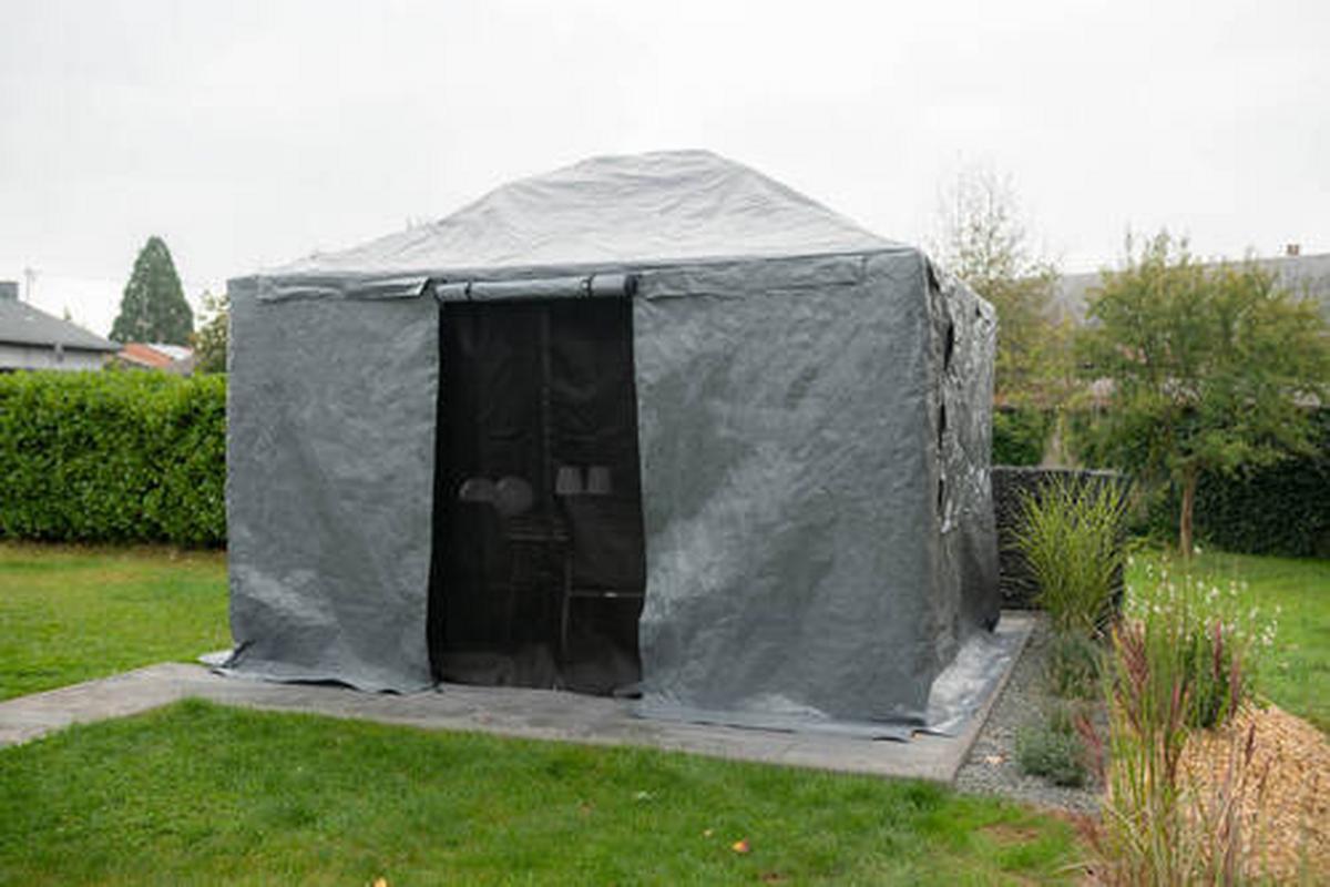 Schutzplane Winterabdeckung Pavillon 10x12 - Grau, Basics, Textil (303/367/292cm)