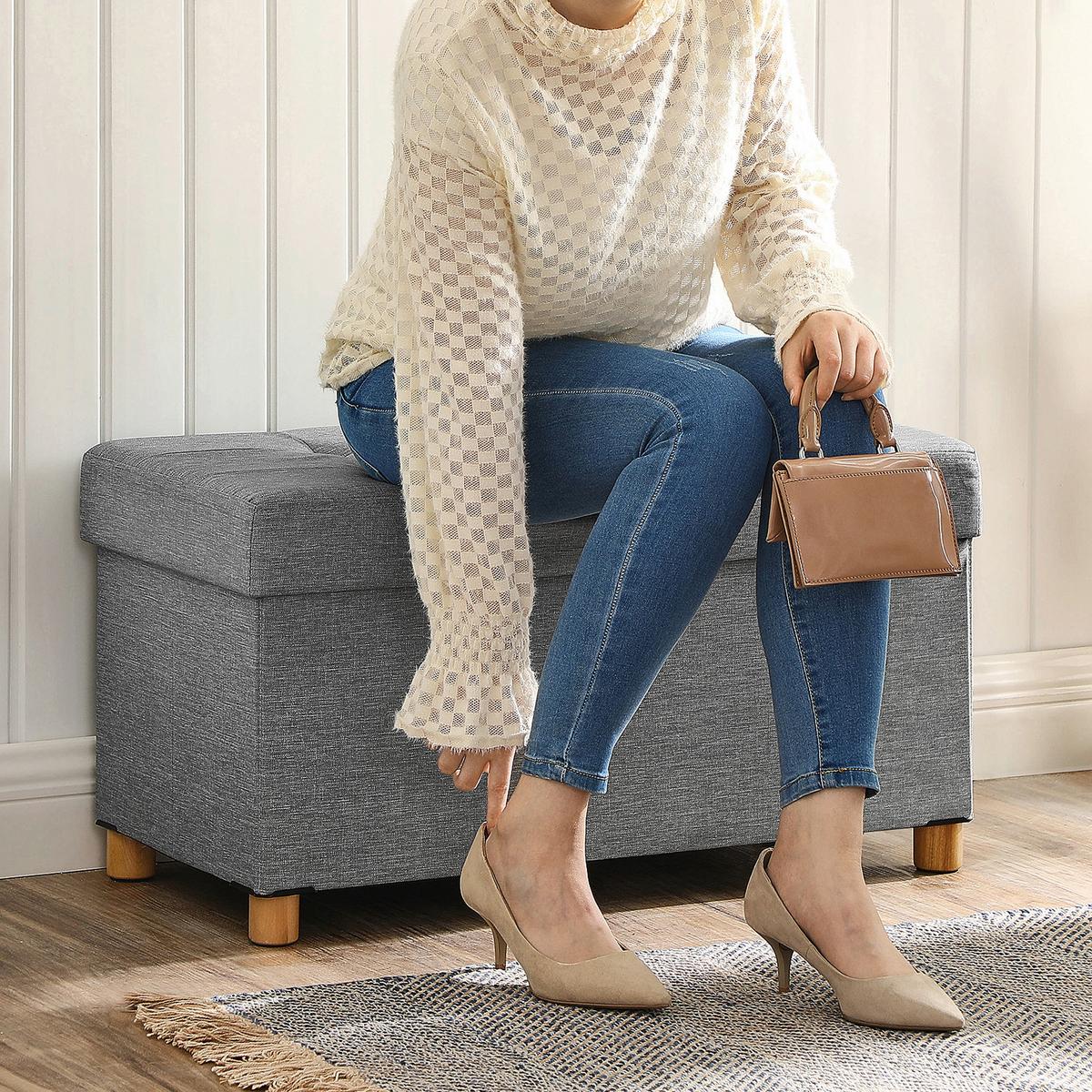 SITZBOX Grau B: 76cm - Naturfarben/Grau, Basics, Holzwerkstoff/Textil (76/40/38cm)
