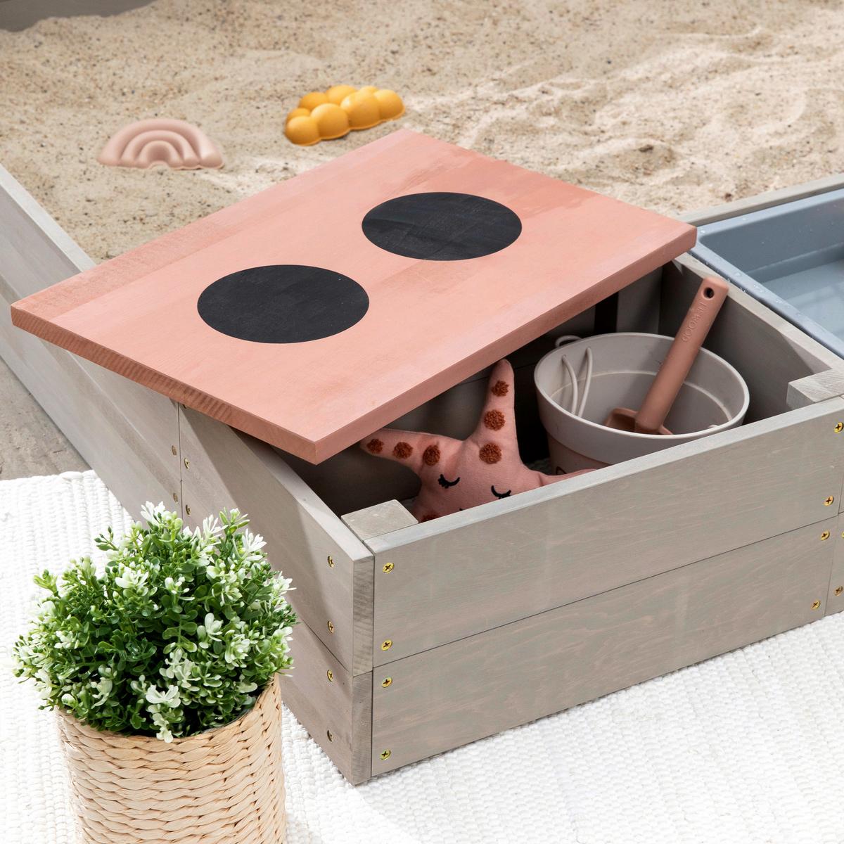 Sandkasten Muddy Buddy® - Rosa/Grau, Basics, Holz (120/120/20cm) - MUDDY BUDDY