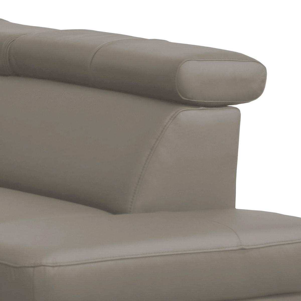 Ecksofa Lince Schlammfarben S: 257x197 Cm - Chromfarben/Schlammfarben, Design, Leder/Textil (257/197cm) - Livetastic