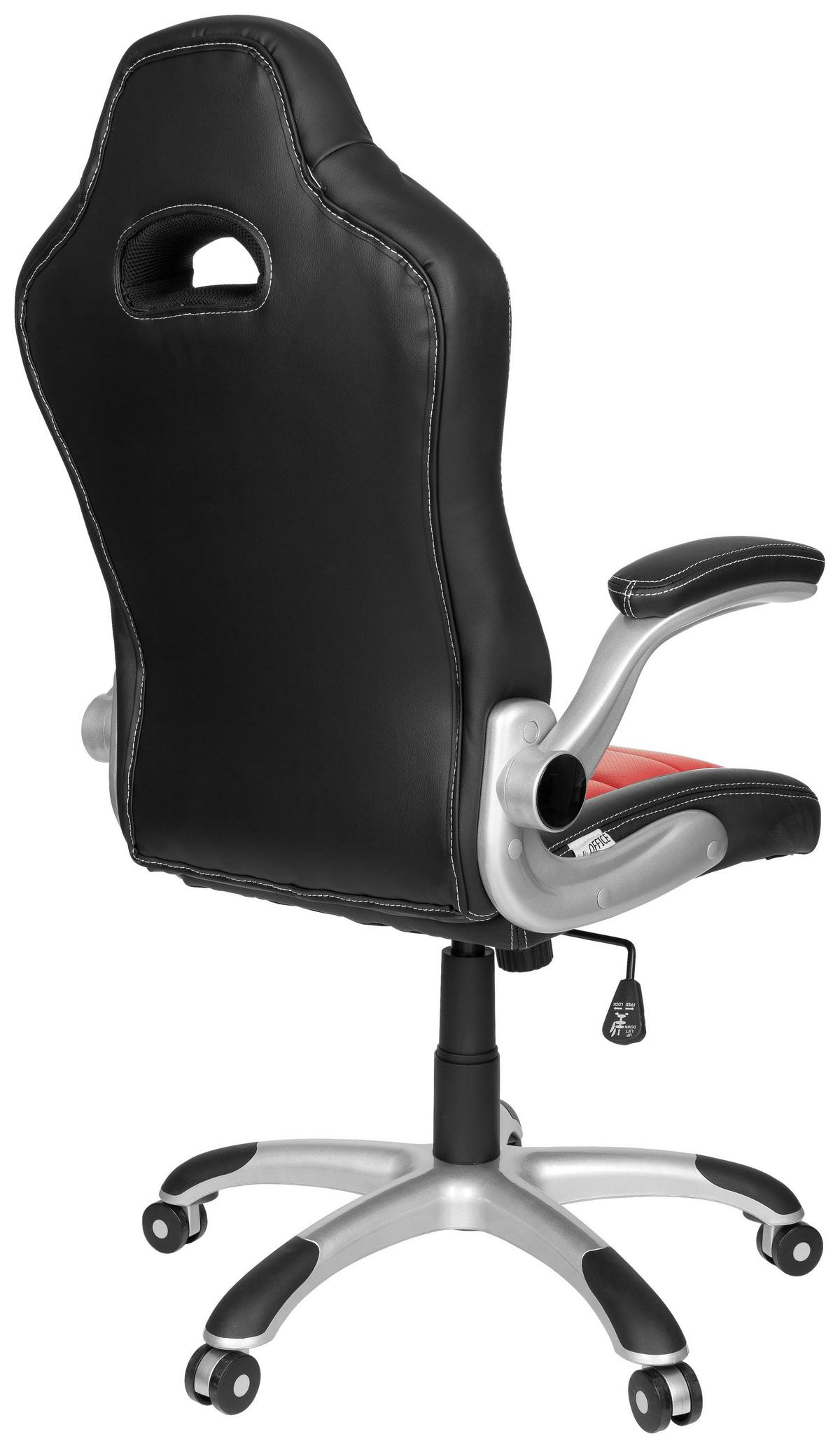 Gamingstuhl Game Sport Rot/schwarz/weiß - Rot/Silberfarben, MODERN, Kunststoff/Textil (64/118/57cm) - MID.YOU