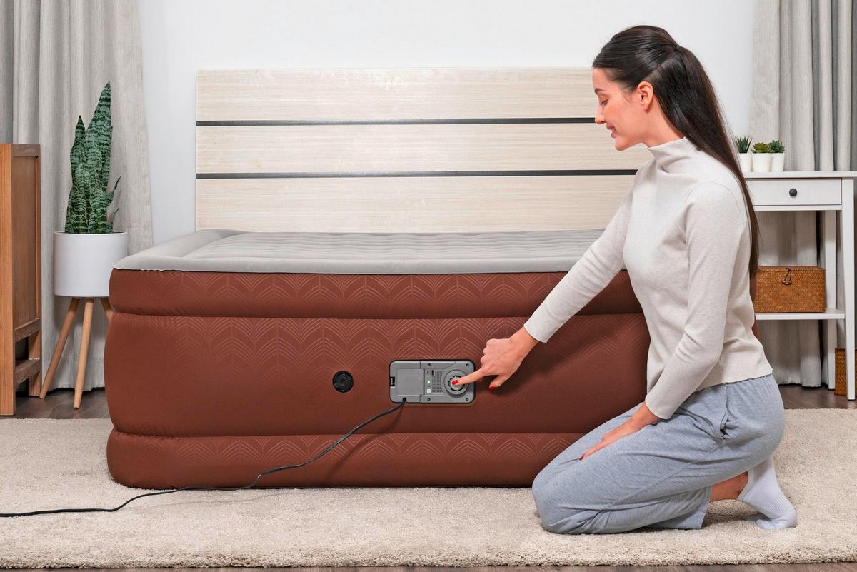 Luftbett Anastasia 203x152x51 Cm Bis 350kg, Inkl. Pumpe - Braun/Grau, KONVENTIONELL, Kunststoff/Metall (203/152/51cm) - Bestway