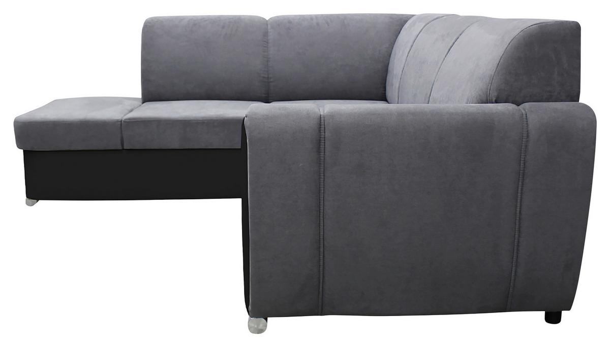 Ecksofa Mit Bettkasten Doris Rücken Echt Grau/schwarz - Silberfarben/Schwarz, Design, Textil (196/255cm) - MID.YOU