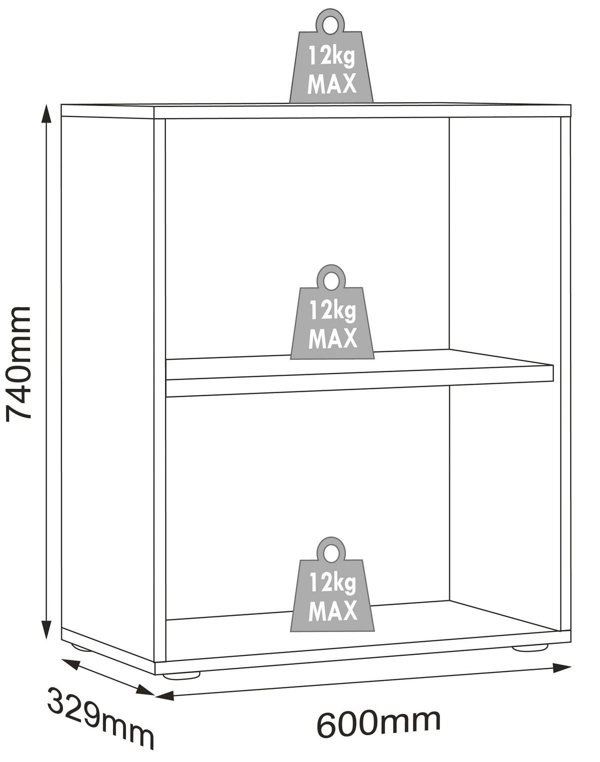 Regal Salia Anthrazit, Honigeiche B: 60 cm - Honigeiche/Anthrazit, Design, Holzwerkstoff (60/74/33cm) - MID.YOU
