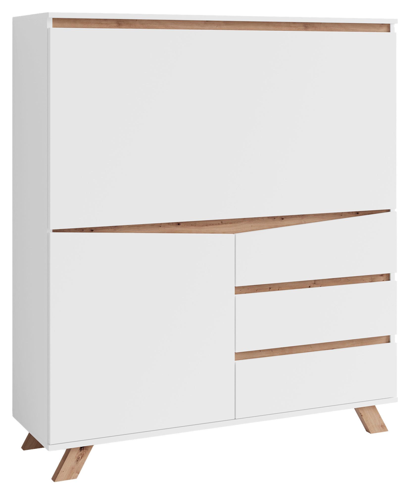 Sekretär Valtentin - Weiß/Sonoma Eiche, MODERN, Holzwerkstoff (120/127/38cm) - MID.YOU