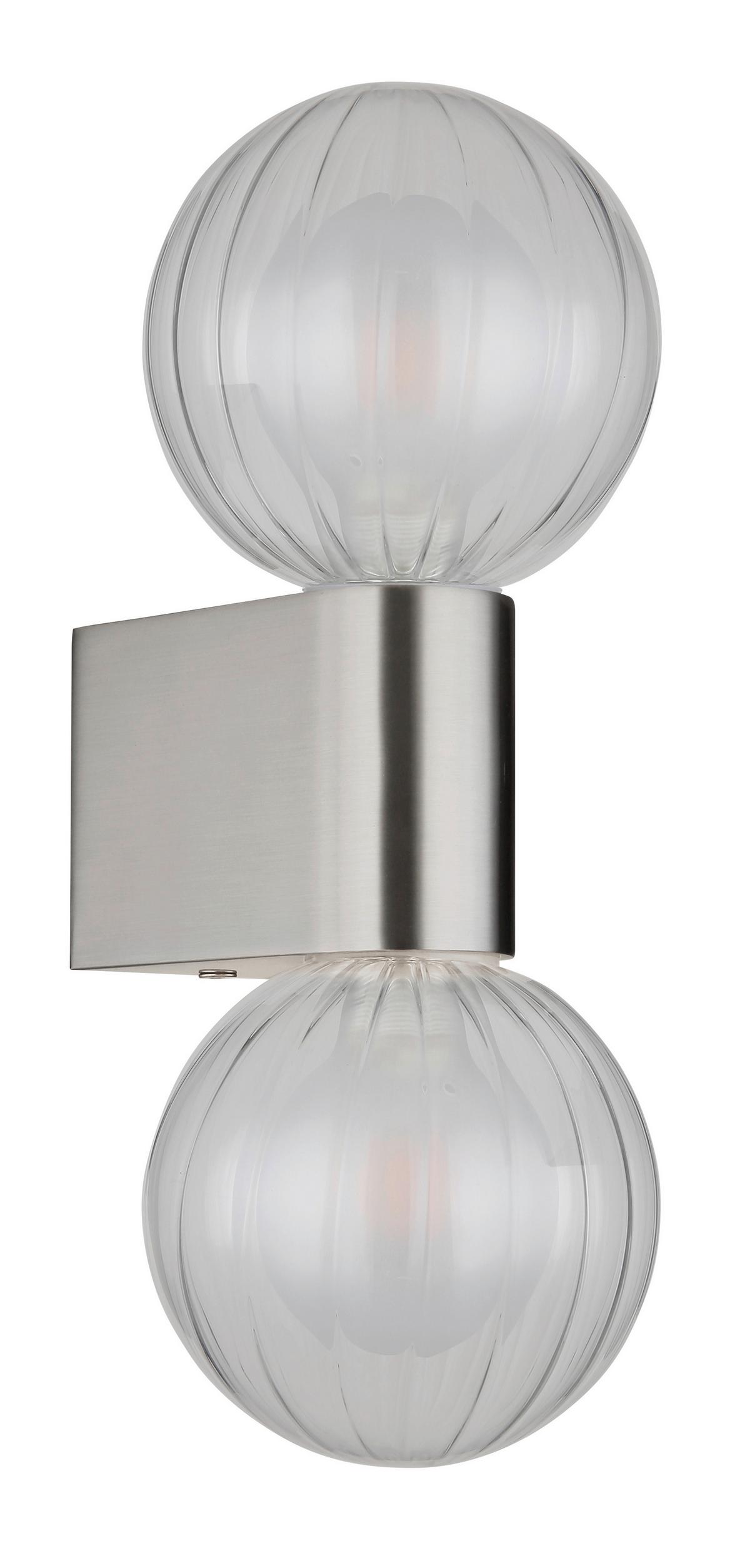 Badezimmer-Wandleuchte 41928-2n - Klar, KONVENTIONELL, Glas/Metall (10/12/26,5cm) - Globo