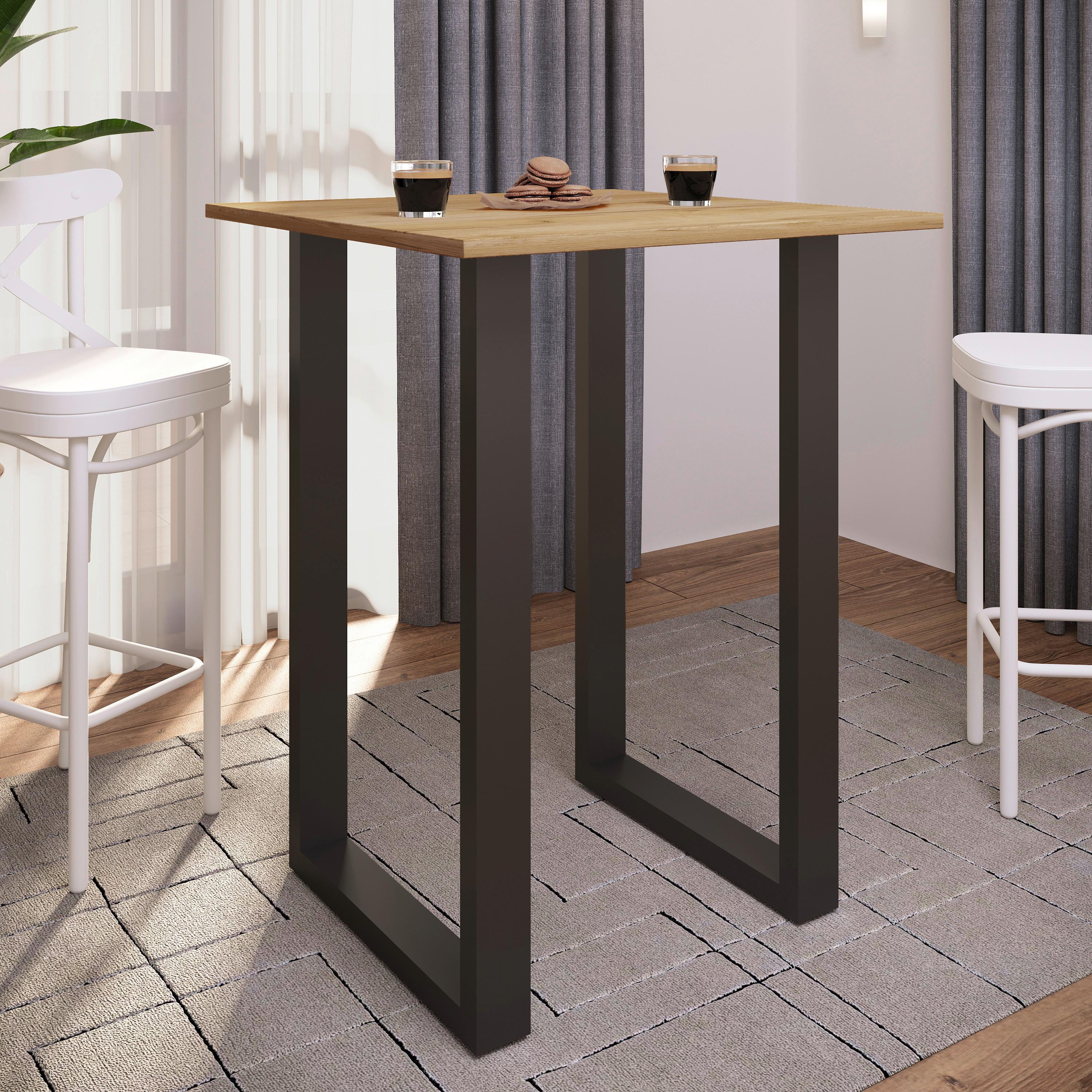 Bartisch Xona B 80x50 - Honigeiche/Schwarz, KONVENTIONELL, Holzwerkstoff/Metall (80/102/50cm)