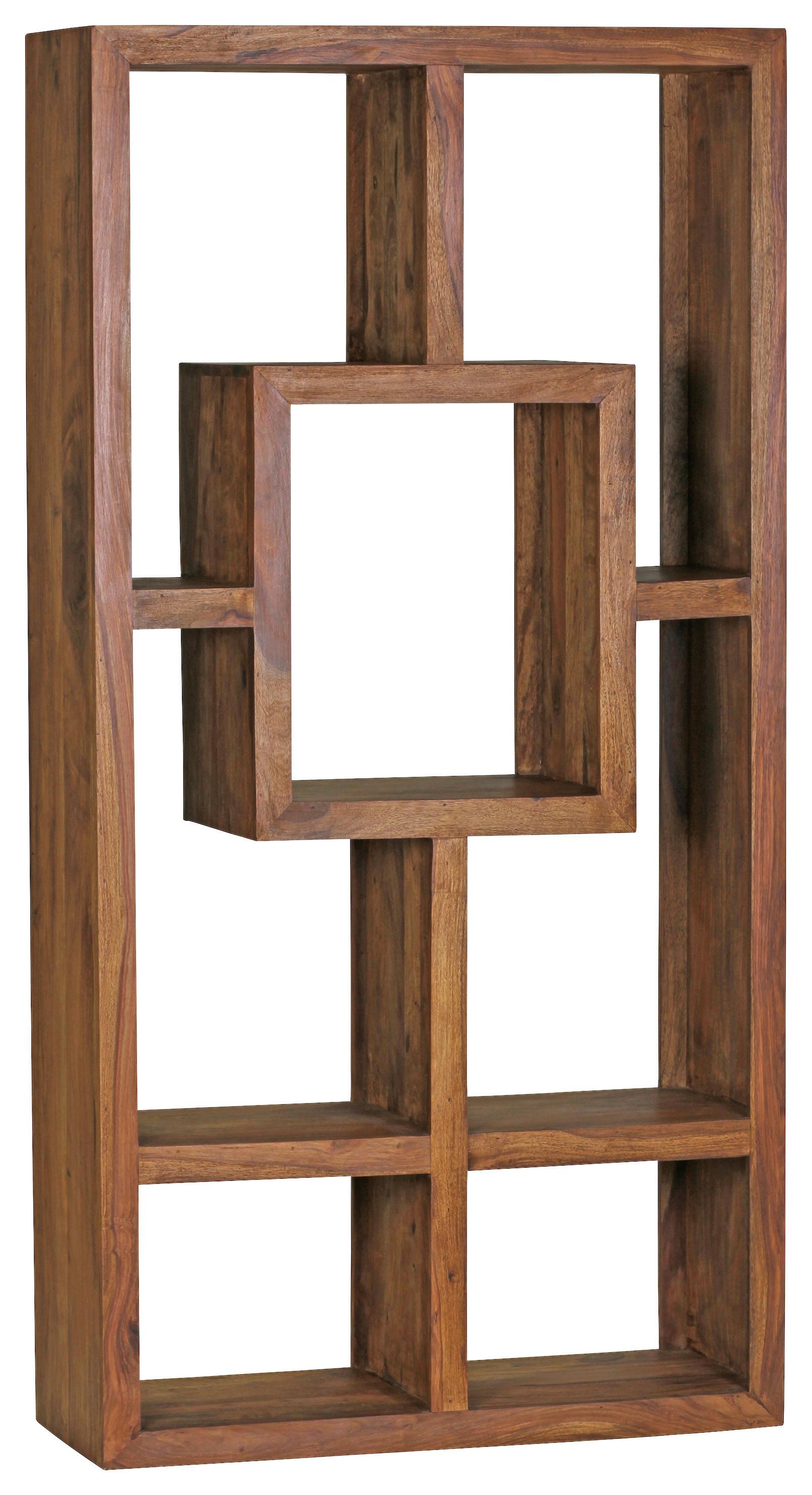 Nástenný regál masív sheesham - farba indického palisandra, Design, drevo (90/180/35cm) - MID.YOU