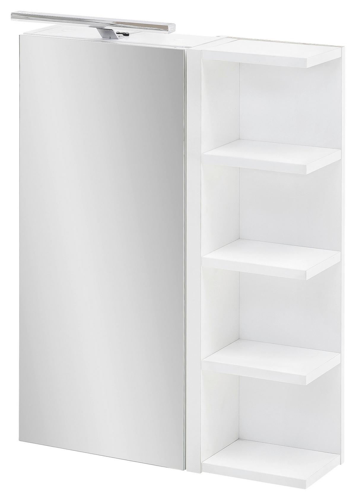 Spiegelschrank Esther Mit Led 1-Türig Bht: 51,3x75x16 Cm - Weiß, MODERN, Glas/Holzwerkstoff (51,3/75/16cm) - MID.YOU