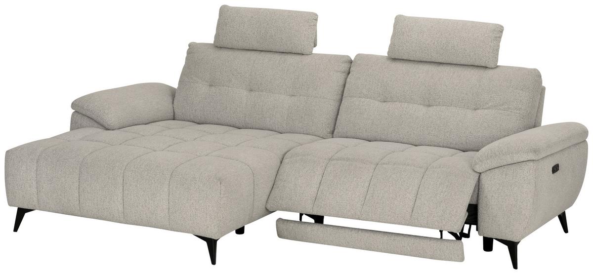 Sedací souprava VENICE, levá, bílá, elektrické nastavení noh - bílá/černá, Moderní, kov/dřevo (156/268cm) - Premium Living