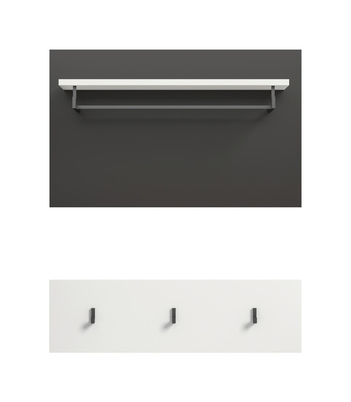 Garderobenpaneel Canu Grau/Weiß B: 80 cm - Weiß/Grau, Design, Holzwerkstoff (80/73/27cm) - Livetastic