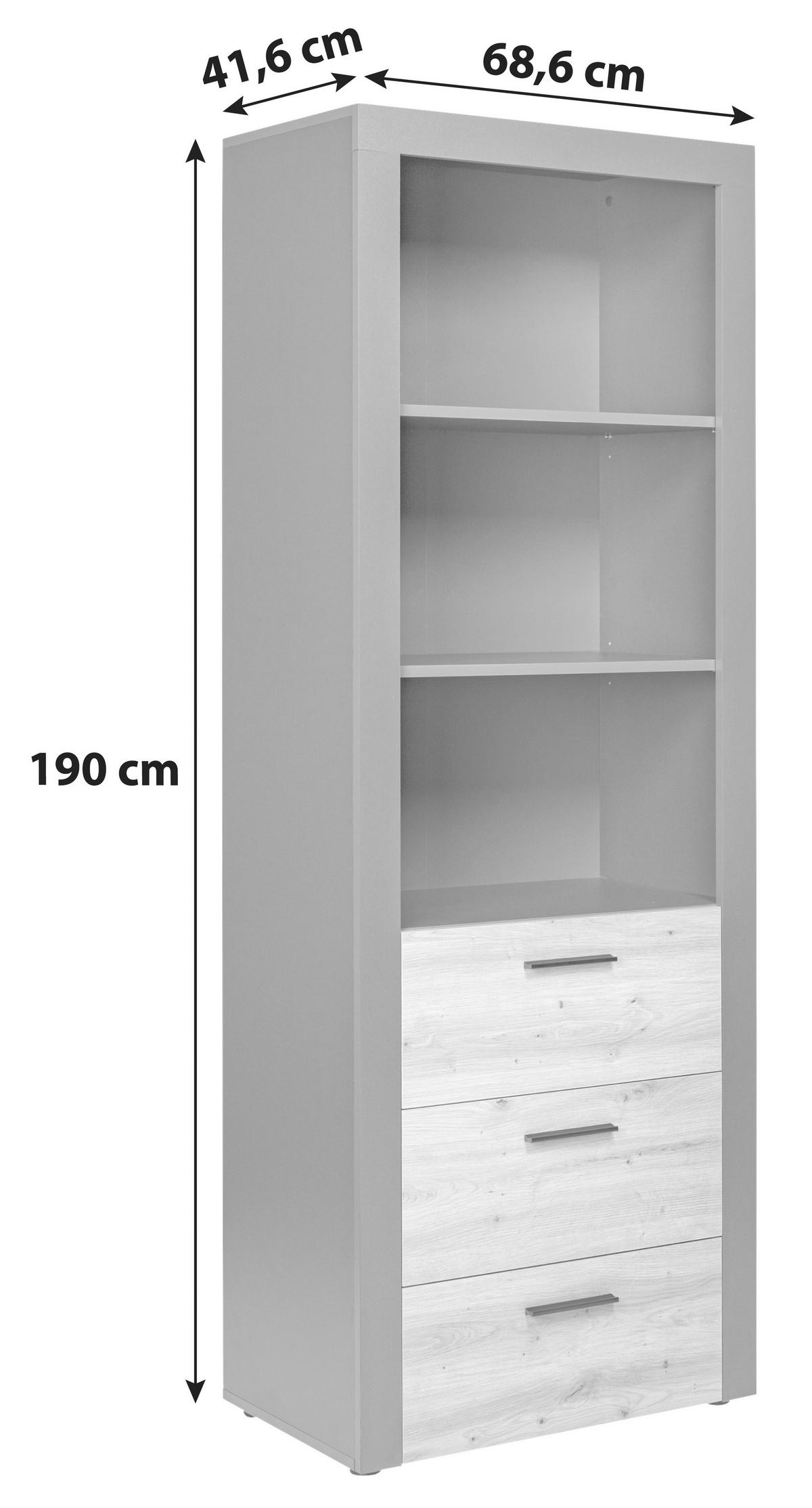 Regal mit Laden Corbeto B: 68,6 cm Anthrazit - Anthrazit/Eiche Artisan, Basics, Holzwerkstoff (68,6/190/41,6cm) - MID.YOU