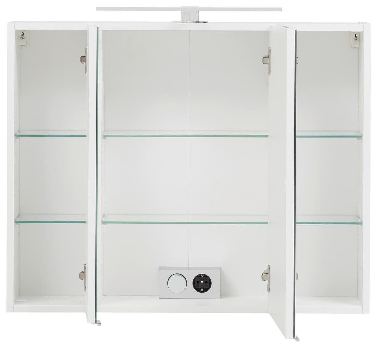 Spiegelschrank Kopenhagen Led 3 Türen 80x64x20 Cm - Weiß, KONVENTIONELL, Glas/Holzwerkstoff (80/64/20cm) - Held