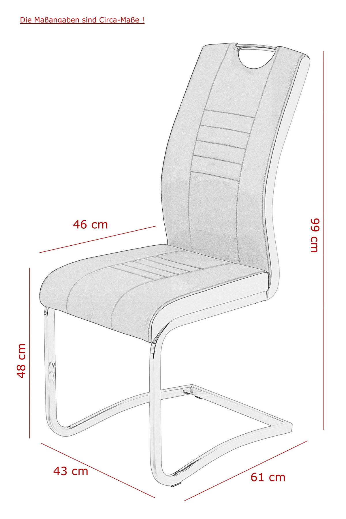 Schwingstuhl Tabea S Schwarz Lederlook Gepolstert 4er-Set - Chromfarben/Schwarz, MODERN, Textil/Metall (43/99/61cm) - MID.YOU