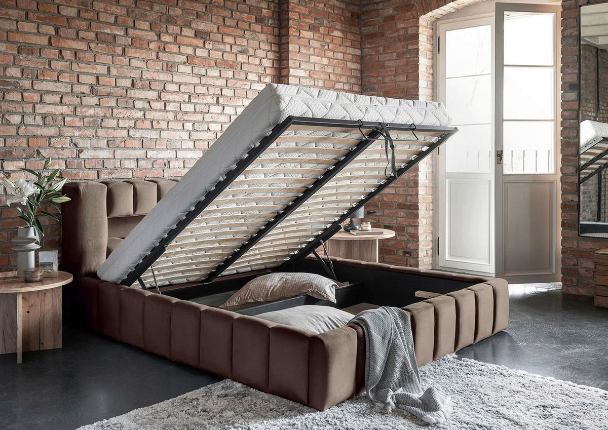 Polsterbett Lamica Braun Lf: 160x200 Cm - Schwarz/Braun, MODERN, Holz (160/200cm) - MID.YOU