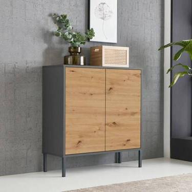 Kommode 79 cm Mailand Typ 4 + Mf, Anthrazit - Anthrazit/Eiche Artisan, MODERN, Holzwerkstoff (79/86/33cm) - MID.YOU