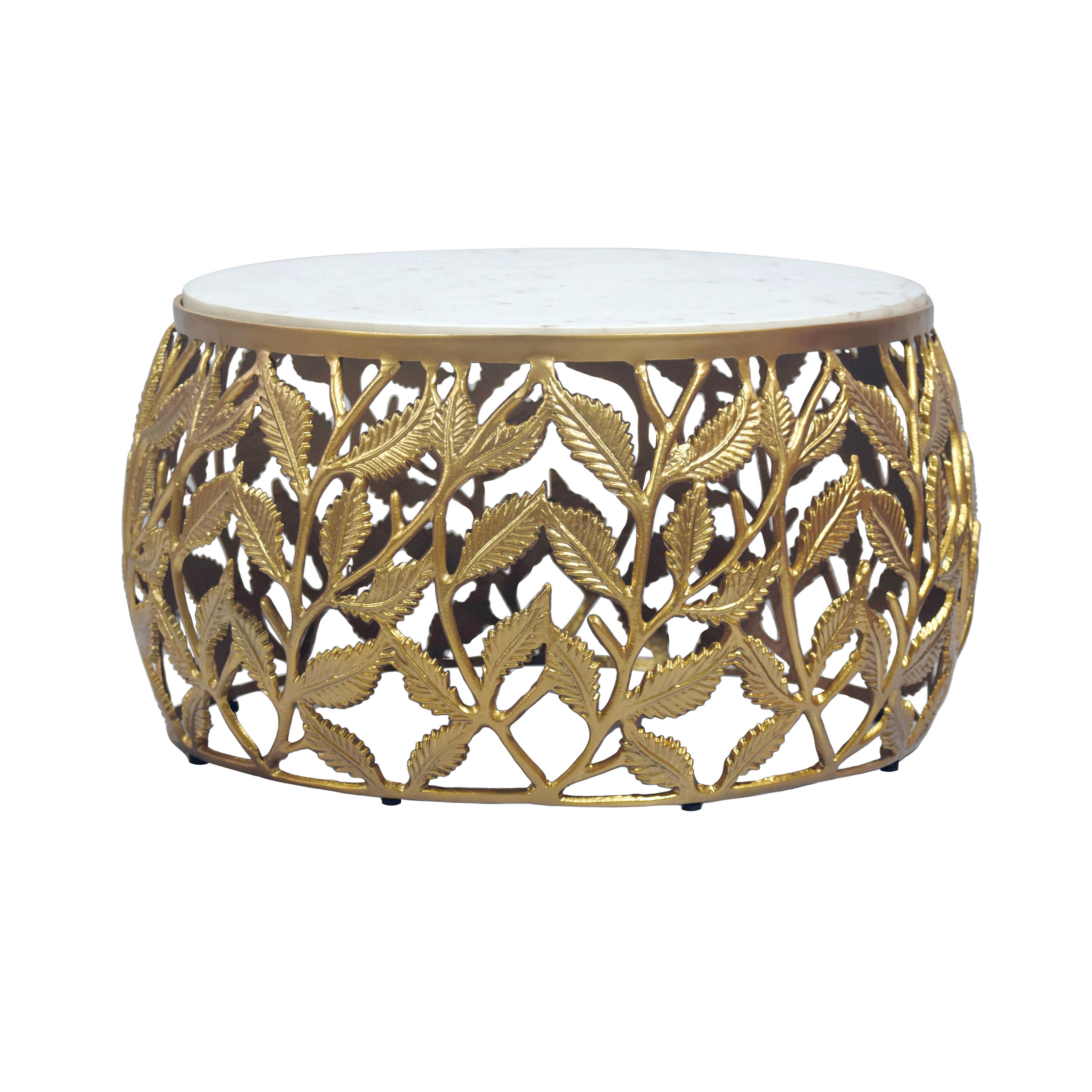 COUCHTISCH Goldfarben/Weiß L: 60cm - Goldfarben/Weiß, Design, Stein/Metall (60/60/33cm) - MID.YOU