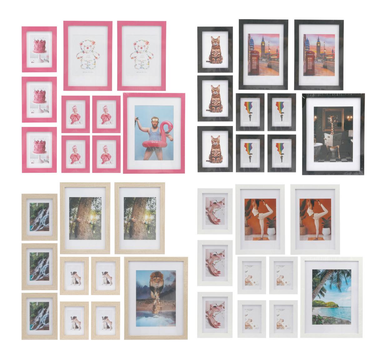 Bilderrahmen Kiki - Pink/Schwarz, KONVENTIONELL, Glas/Holz - Luca Bessoni