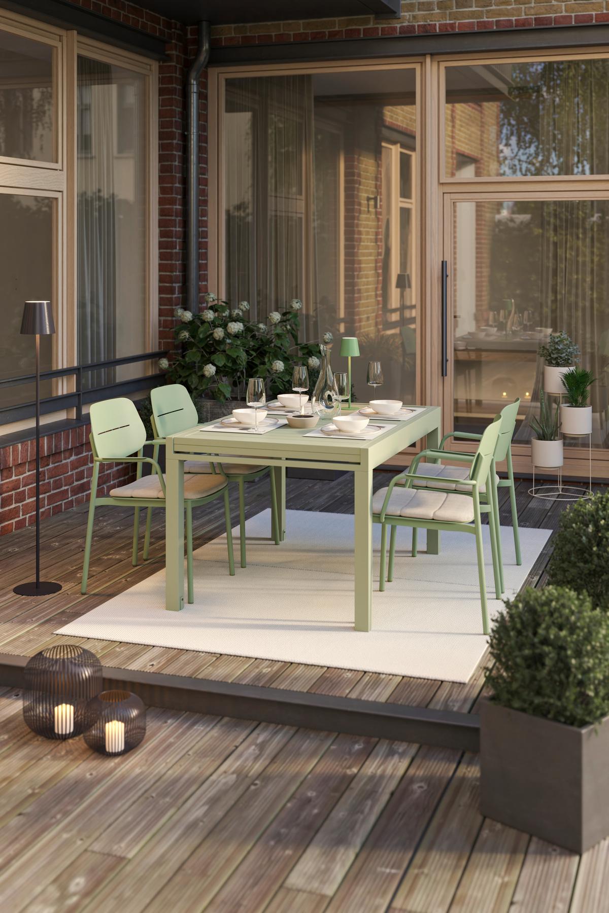 ZAHRADNÍ STŮL VERDE - šalvějově zelená, Moderní, kov (270/76/90cm) - Modern Living