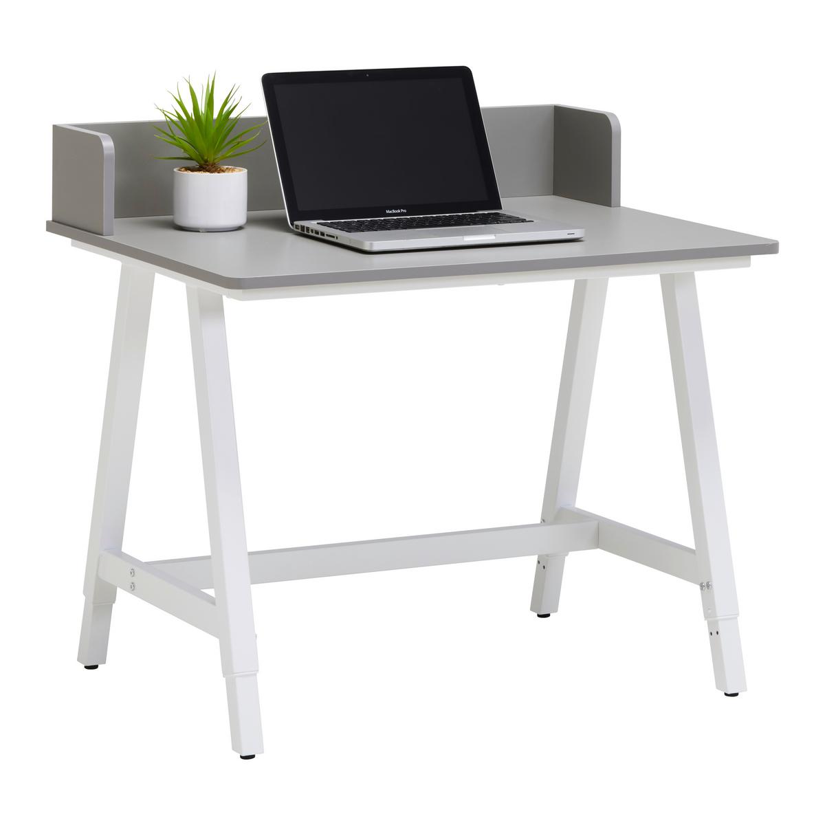 Písací stôl EMMELIE - sivá/biela, Modern, kov/kompozitné drevo (80/54-85/60cm) - Mömax