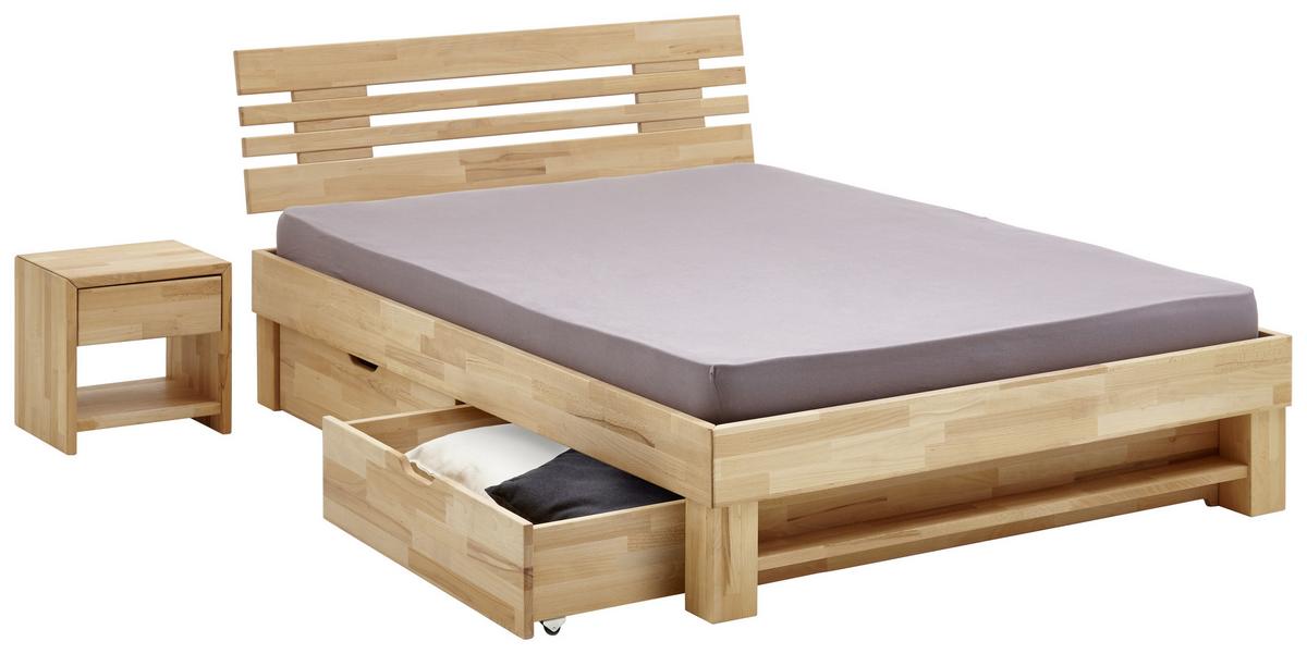 REGÁL K POSTELI ELISABETH - jádrový buk, Konvenční, dřevo (140/21/10cm)