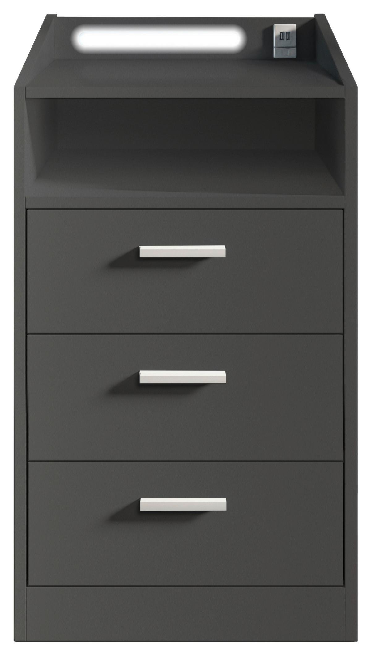 Nachkästchen Graphitfarben H: 84 Cm Lumo - Graphitfarben, MODERN, Holzwerkstoff (46/84/42cm) - MID.YOU