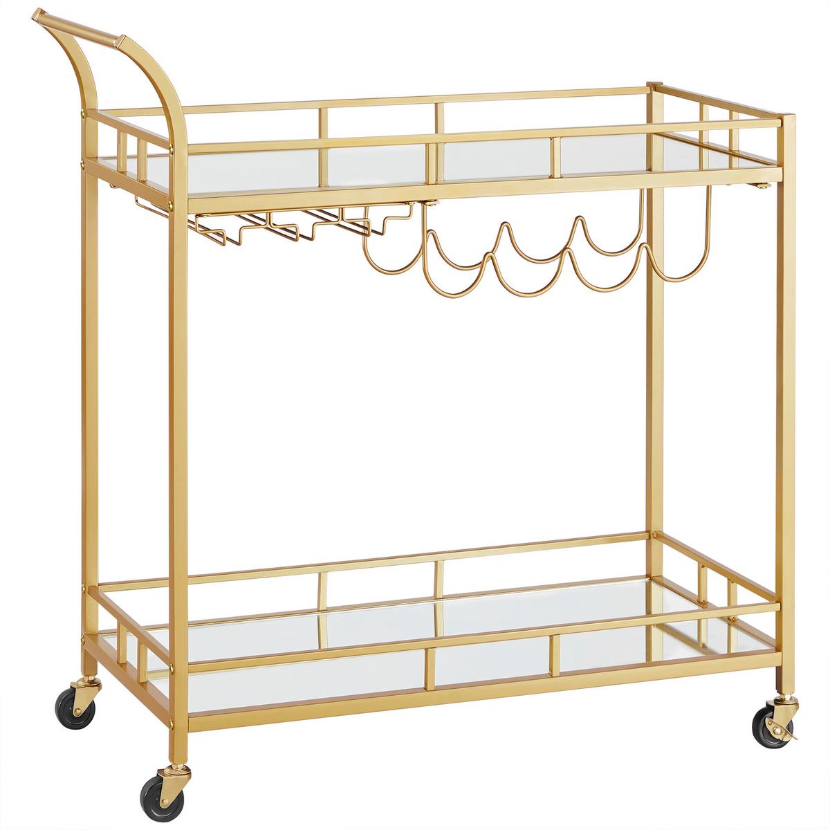 Servierwagen Glas, Goldfarben Lrc090a03 - Goldfarben, Basics, Glas/Metall (86,1/90,2/38,1cm) - Boxxx