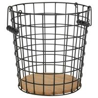KOŠ NA PAPÍR CAGE - černá, Lifestyle, kov/dřevo (30/30/32cm) - Mömax