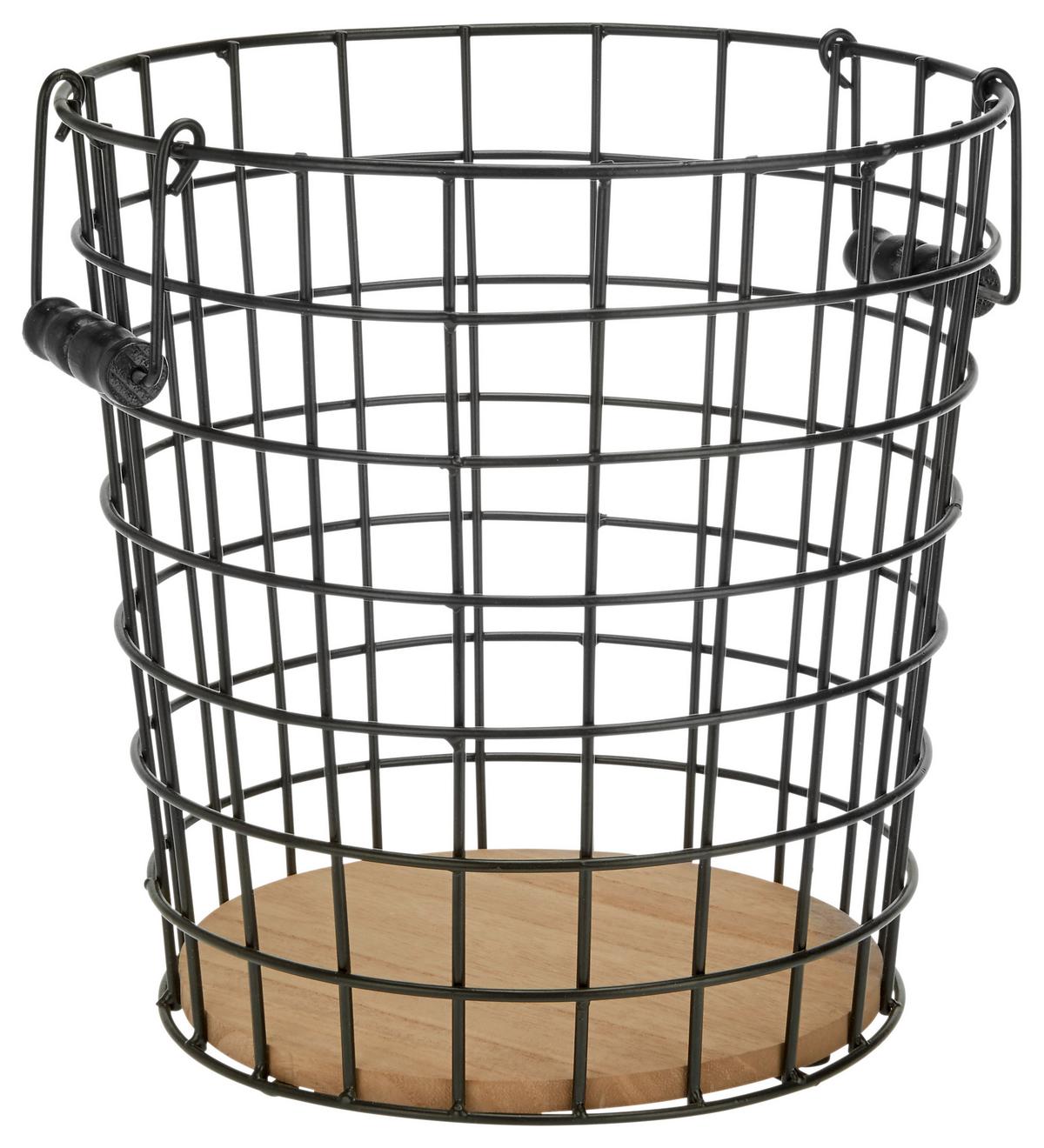 KOŠ NA PAPÍR CAGE - černá, Lifestyle, kov/dřevo (30/30/32cm) - Mömax