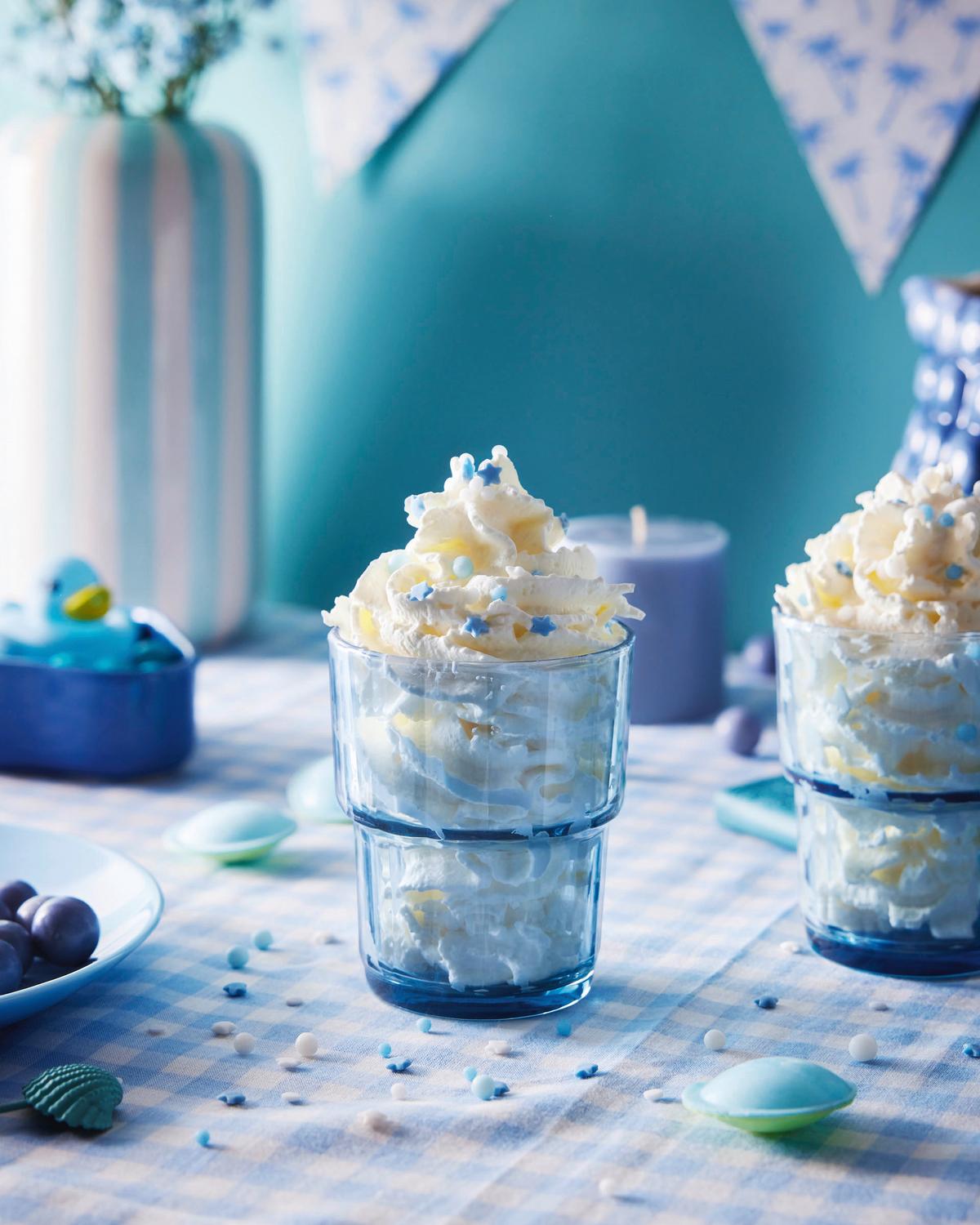 Trinkglas Noelle - Pastellblau/Salbeigrün, Design, Glas (7,7/9,1cm)