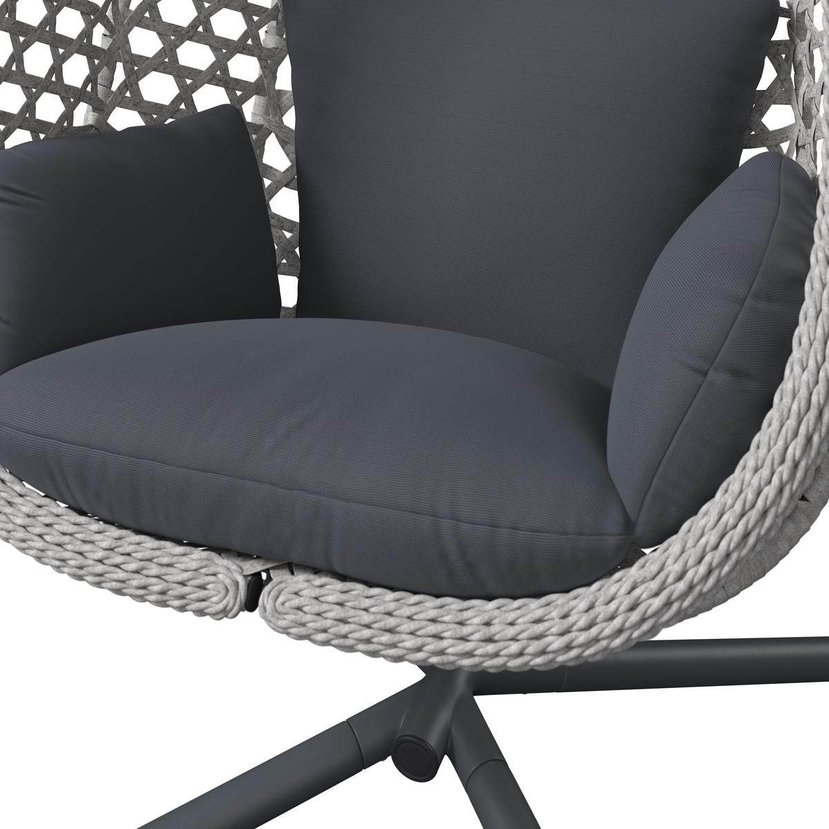 ZÁVĚSNÉ KŘESLO AMY - tmavě šedá/přírodní barvy, Moderní, kov/textil (95/196/103cm)