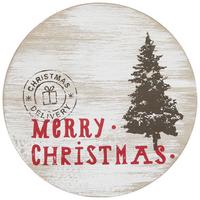 Untersetzer Rund Merry Christmas D: 18 cm - Braun/Weiß, MODERN, Holz (18cm)