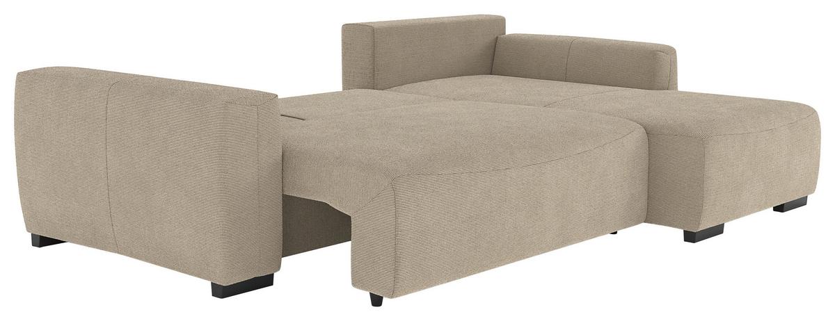 Ecksofa mit Bettfunktion Giro Cord braun, B: 252cm - Schwarz/Braun, Trend, Textil (252/86/170cm)
