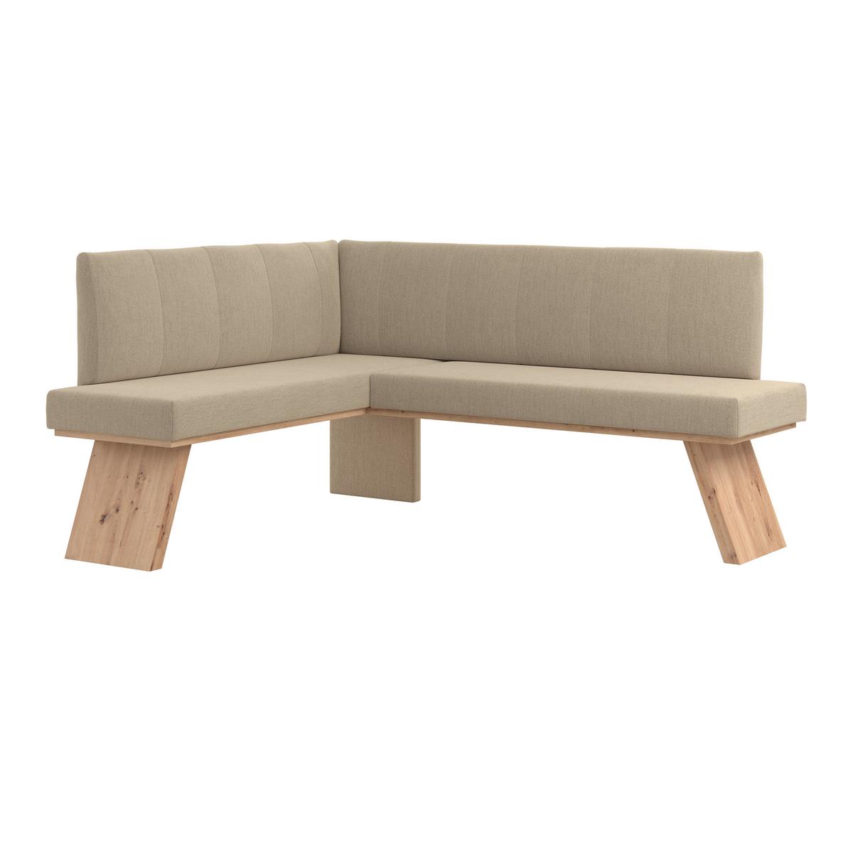 Eckbank Emma Ii Webstoff Beige, B: 140 Cm - Eichefarben/Beige, KONVENTIONELL, Holzwerkstoff/Textil (140/160cm)