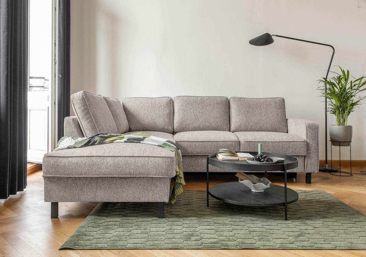 Ecksofa Molly Grau S: 198x233 cm - Schwarz/Grau, Textil (198/233cm) - MID.YOU