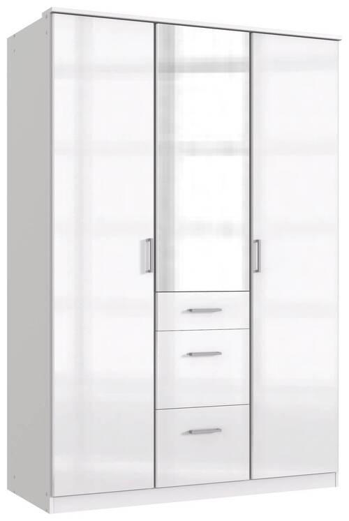 Šatníková skriňa CLACK biela vysoký lesk - biela/biela s vysokým leskom, Basics, kompozitné drevo (135/199/58cm) - MID.YOU