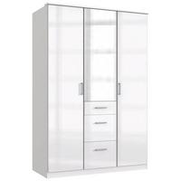 Šatníková skriňa CLACK biela vysoký lesk - biela/biela s vysokým leskom, Basics, kompozitné drevo (135/199/58cm) - MID.YOU
