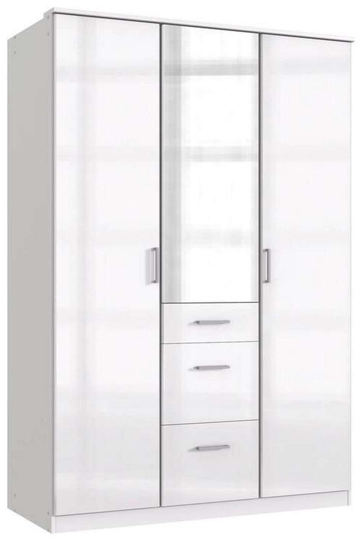 Šatníková skriňa CLACK biela vysoký lesk - biela/biela s vysokým leskom, Basics, kompozitné drevo (135/199/58cm) - MID.YOU