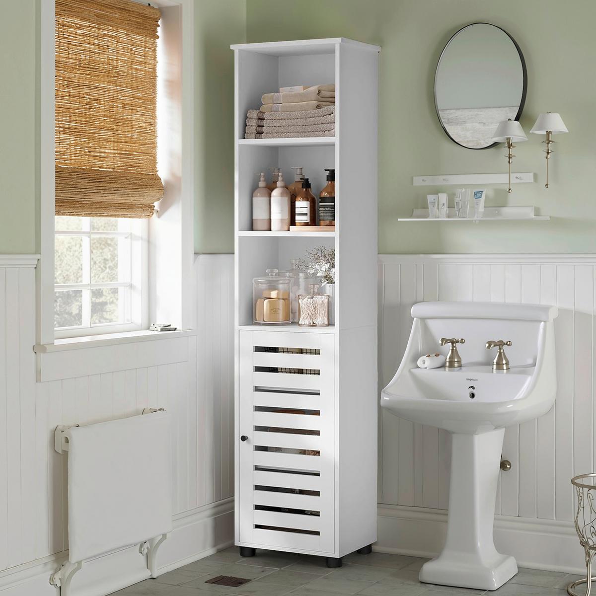 Midischrank Bathroom Cabinet - Schwarz/Weiß, MODERN, Holzwerkstoff (40/167/30cm) - MID.YOU